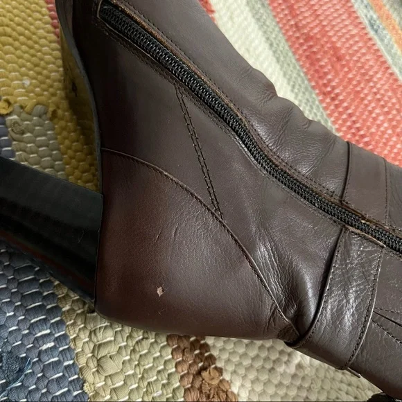 Genuine leather brown high-heeled booties size 39EU (8.5 US) - Picture 9 of 14